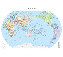 世界地图 1:4100万 对开，分国设色 线划二