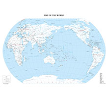 世界地图（英文版） 1:4100万 对开，基础要素版 线划二