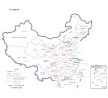 中国地图（英文版） 1:2200万 16开 界线版 无邻国 线划一