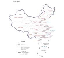 中国地图（英文版） 1:3000万 16开 界线版 无邻国 线划一