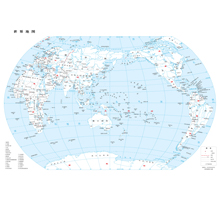 世界地图 1:5700万 4开，基础要素 线划一