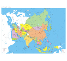 亚洲地图 1:2500万 4开 分国设色