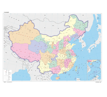 中国地图 1:1100万 4开，分省设色 界线版 有邻国 线划一