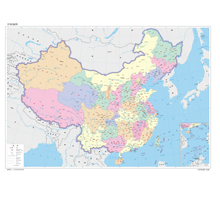 中国地图 1:1100万 4开，分省设色 有邻国 线划二