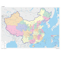 中国地图 1:1100万 4开，分省设色 有邻国 线划一