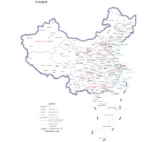 中国地图（英文版） 1:2000万 8开 界线版 无邻国 线划一