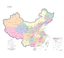 中国地图（英文版） 1:1600万 8开 分省设色 界线版 无邻国 线划一