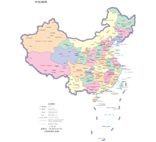 中国地图（英文版） 1:2000万 8开 分省设色 界线版 无邻国 线划一