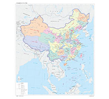 中国地图（英文版） 1:1000万 对开 分省设色 有邻国 线划二